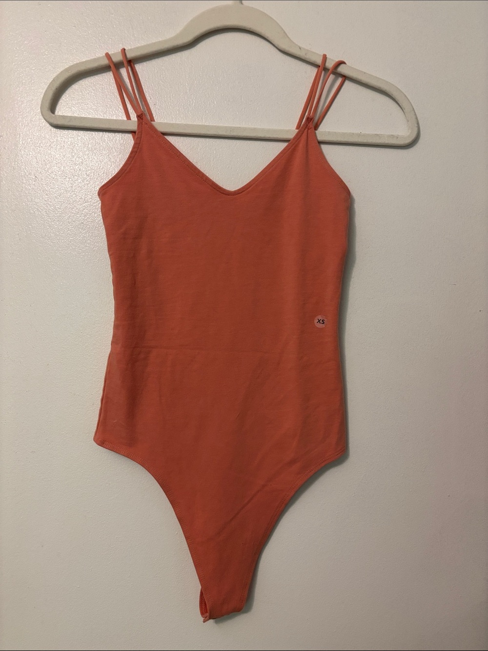 American Eagle Outfitters Peach Double-Strap V-Neck Bodysuit